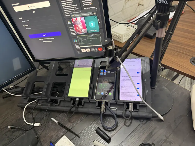 Phones on the Trei testing rig